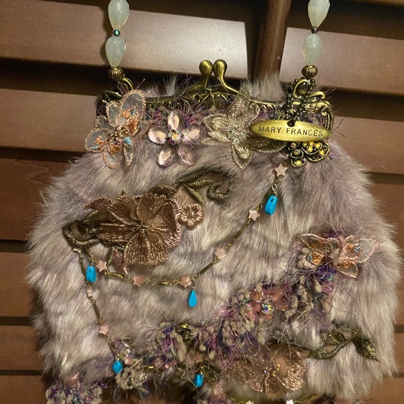 Mary Frances mauve(pink) fur and tassel bag - Picture 3 of 8